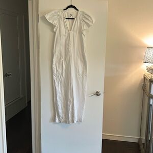 Zara white denim jumpsuit